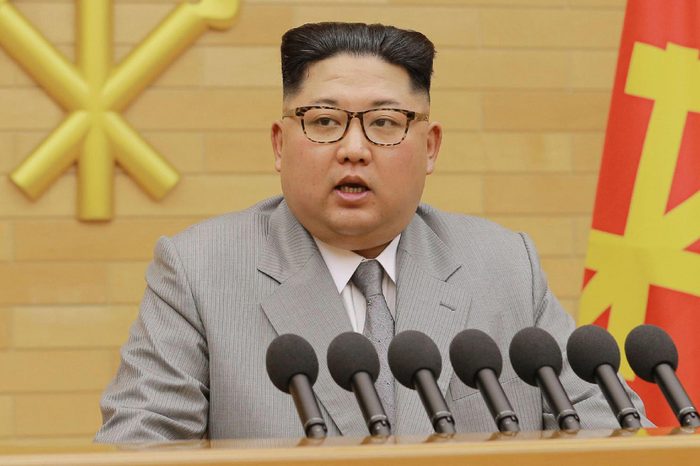 Provided by the North Korean government, North Korean leader Kim Jong Un delivers his New Year's speech at an undisclosed place in North Korea . U.S. President Donald Trump accepting a reported offer to meet with North Korean leader Kim Jong Un is a stunning turn of events after a year that saw them engage in a heated verbal warfare that included crude insults and mutual threats of nuclear attacks. It remains to be seen whether a summit will take place or lead to a meaningful breakthrough in the nations' relationship. Independent journalists were not given access to cover the event depicted in this image distributed by the North Korean government. The content of this image is as provided and cannot be independently verified. Korean language watermark on image as provided by source reads: "KCNA" which is the abbreviation for Korean Central News Agency