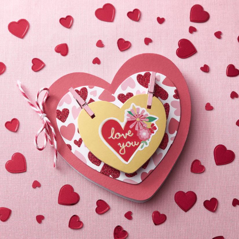 Layered Hearts Valentines Day Card