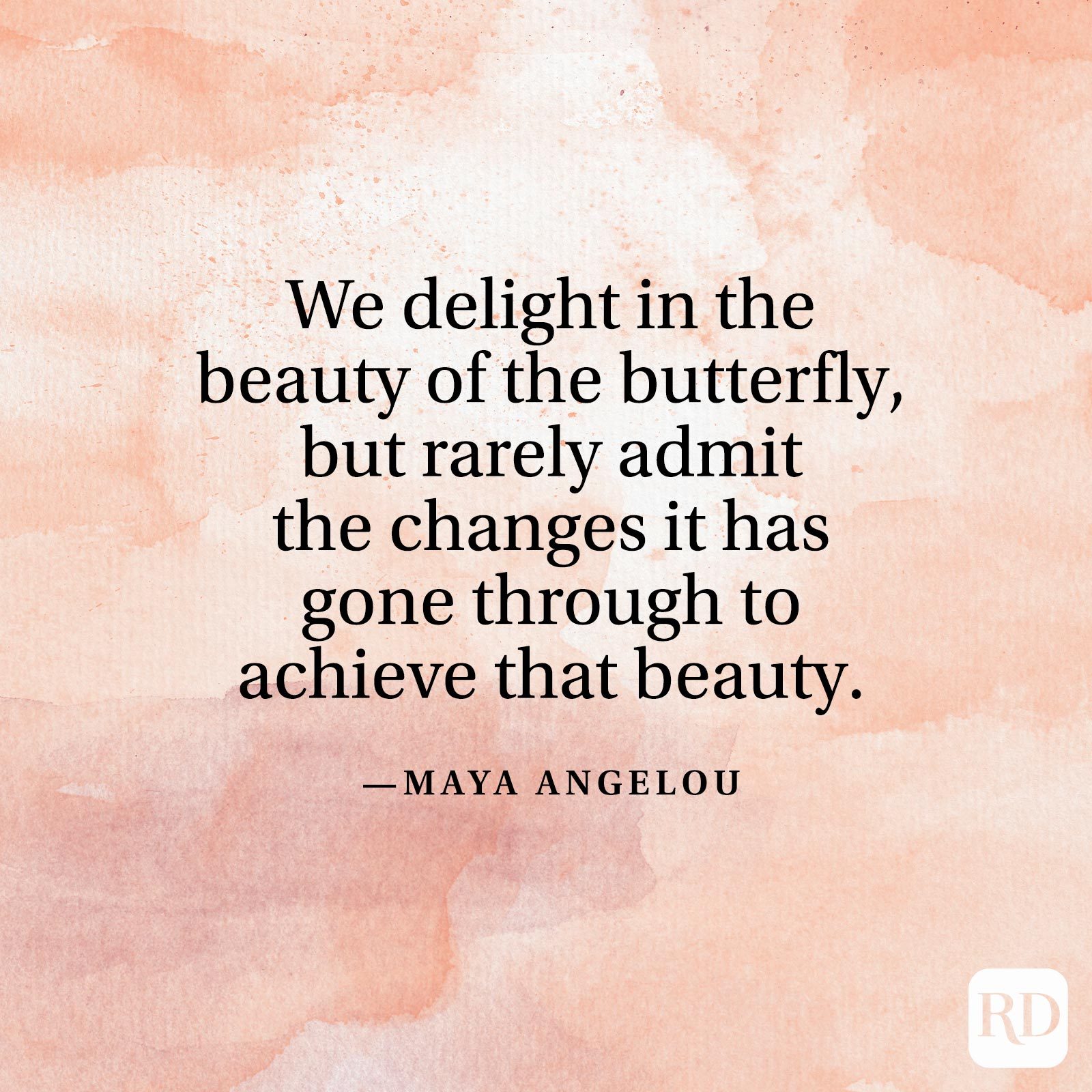 "We delight in the beauty of the butterfly, but rarely admit the changes it has gone through to achieve that beauty." —Maya Angelou