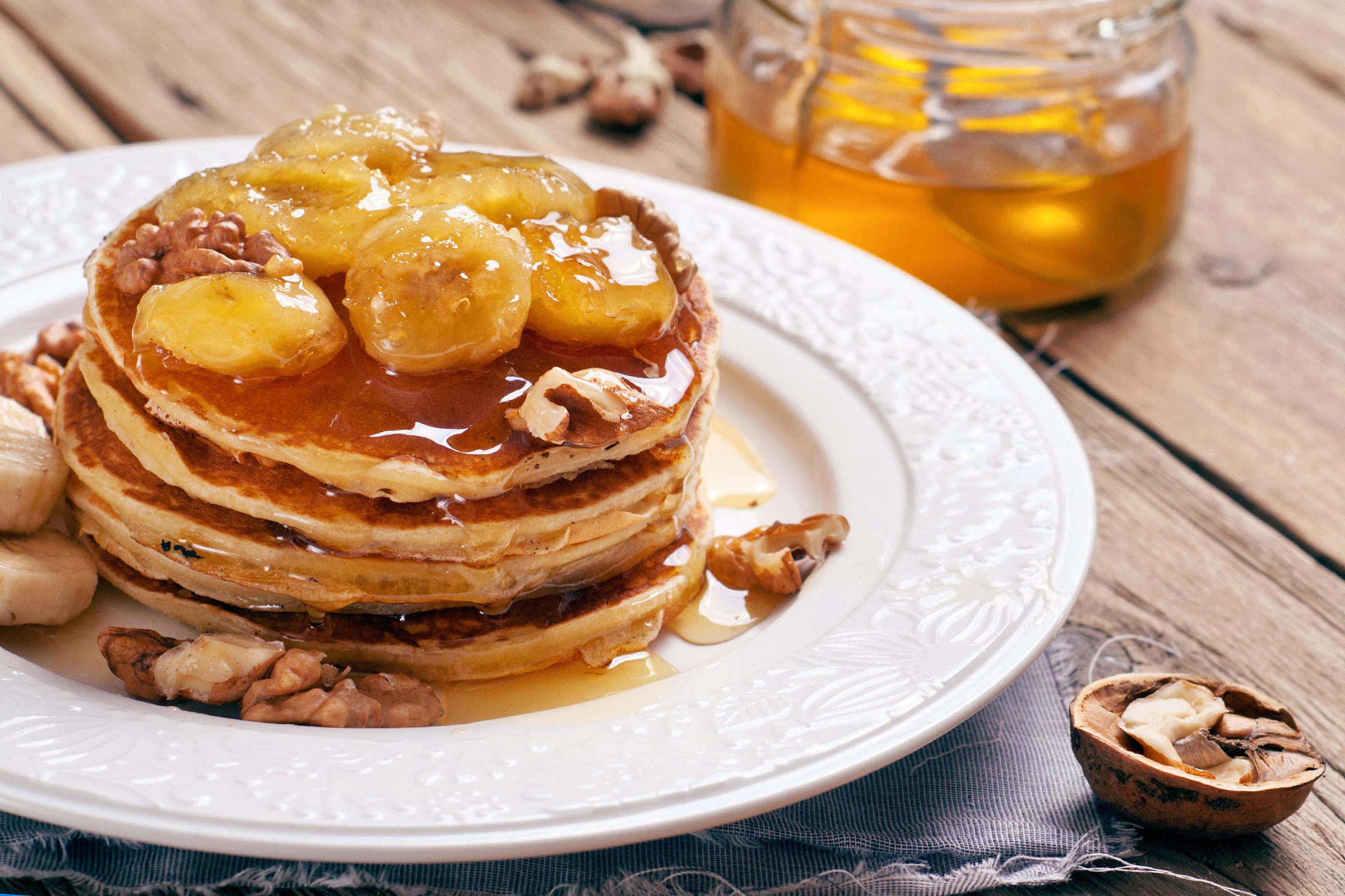 make pancakes delicious carmalized banana