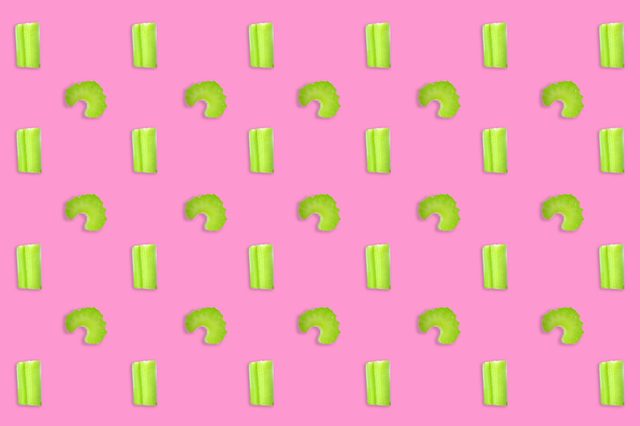 celery isolated on white background. top view