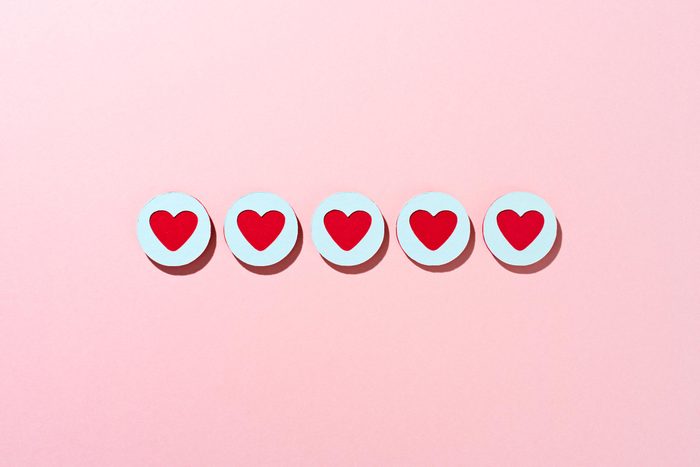 Five Heart Rating for Satisfaction Feedback and Review