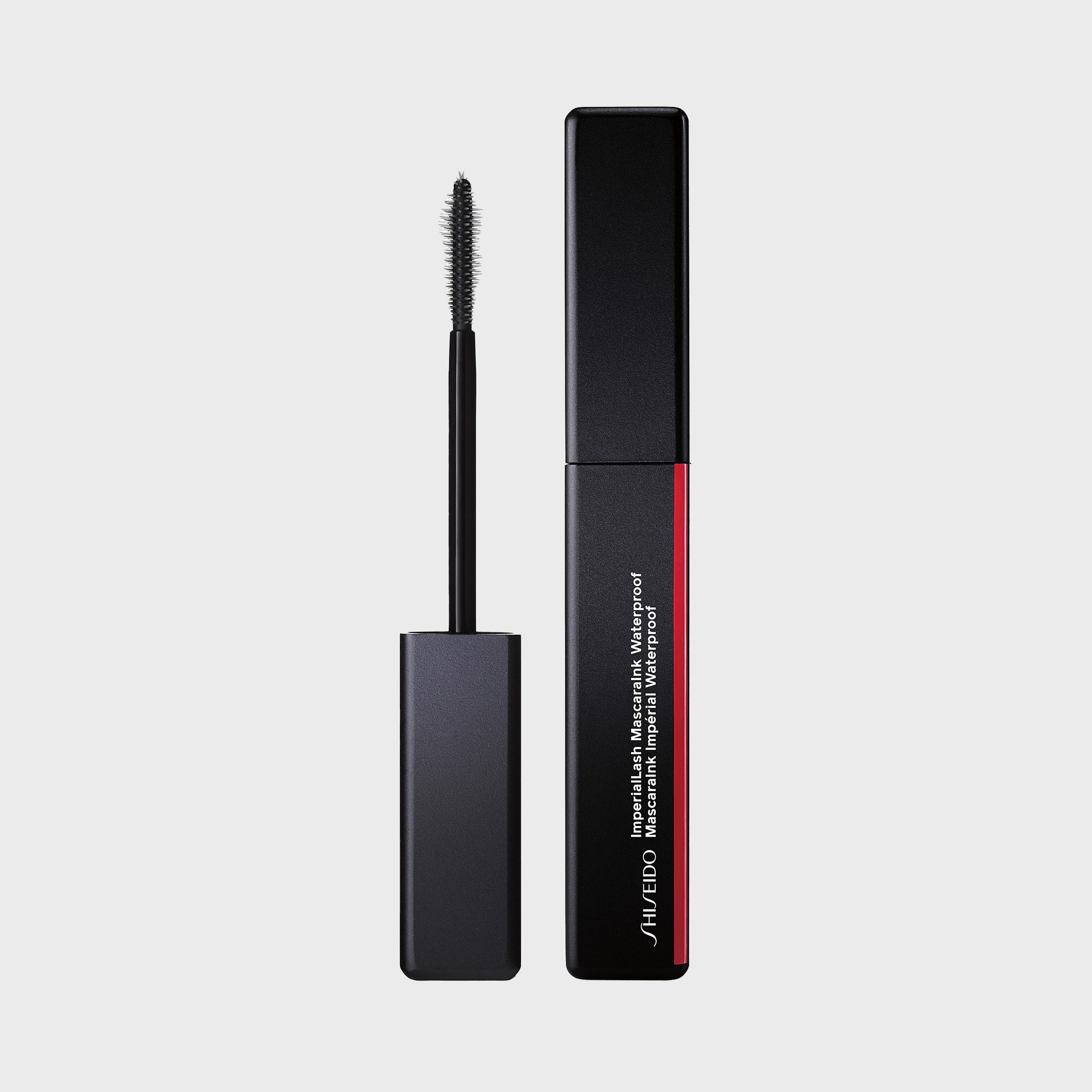 Mascara wand displayed vertically against a white background; the tube is open, showing the brush. Text reads "ImperialLash Mascara Ink Waterproof."