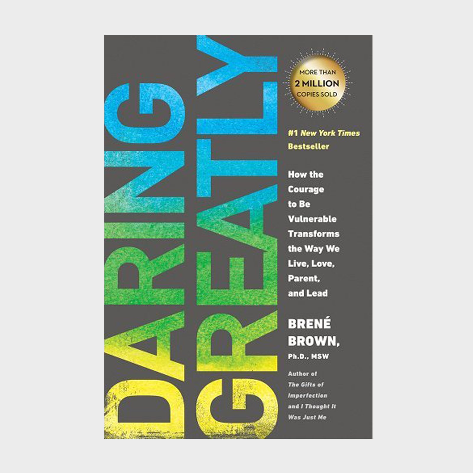 Book cover displays the title "Daring Greatly" in bold colors, promoting BrenÃ© Brown's insights on vulnerability. Featured as a #1 New York Times Bestseller.