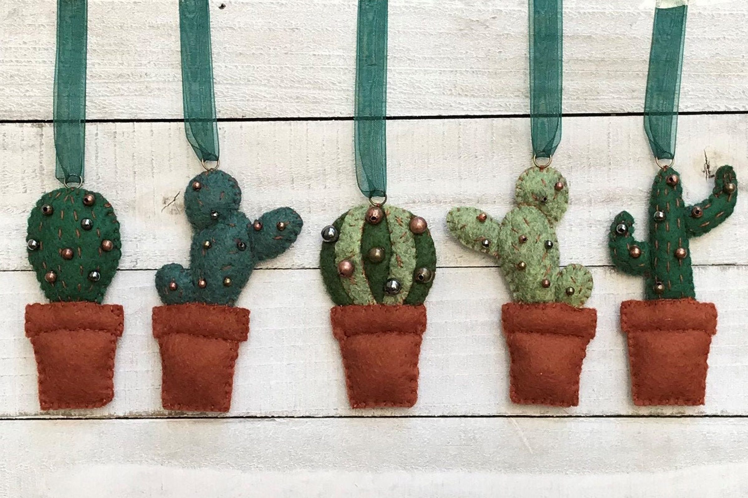 Beaded Cactus Christmas Ornament