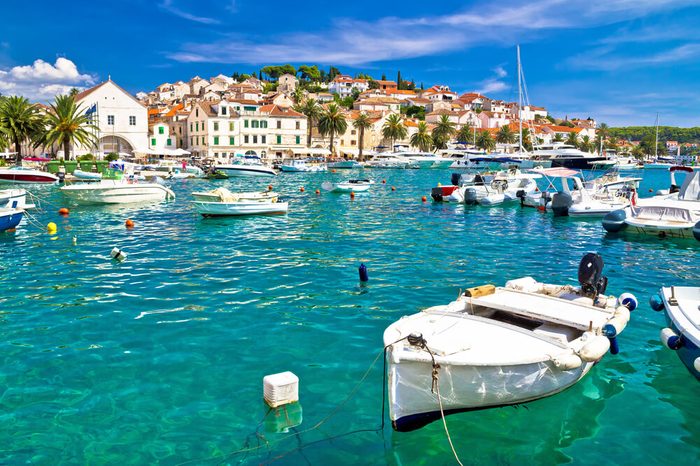 Turquoise waterfront of Hvar island in Dalmatia, Croatia
