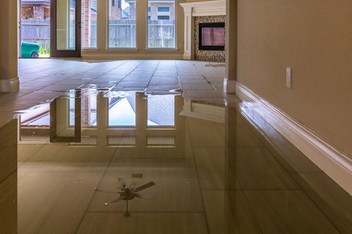 Family house in Houston suburb flooded from Hurricane Harvey 2017