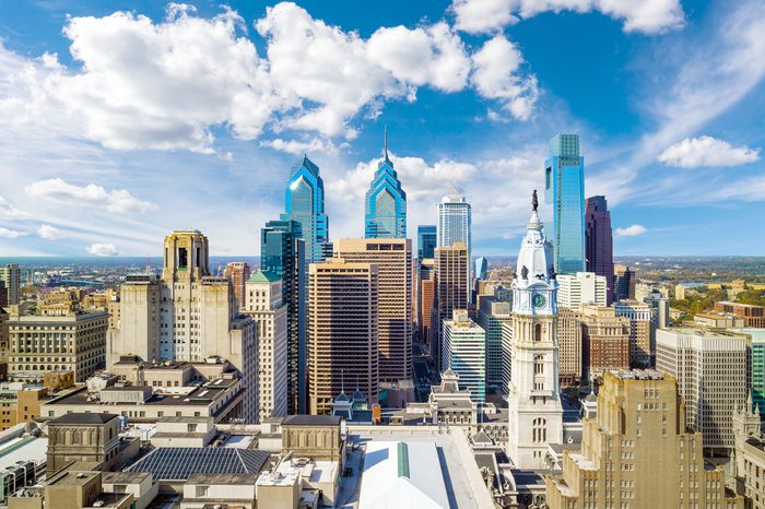 Top view of downtown skyline Philadelphia USA