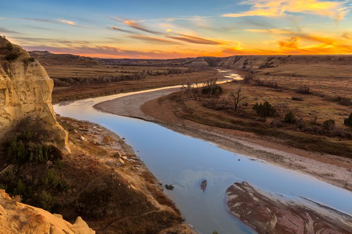 The Little Missouri River cuts through Theodore Roosevelt National Park, North Dakota