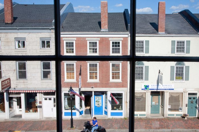 HALLOWELL, ME - JUNE 09: Storefront in Water Street through a window on June 09, 2012 in Hallowell, Maine