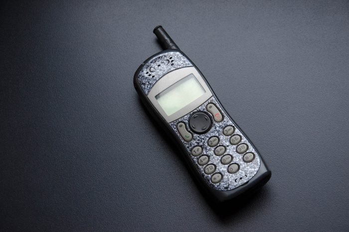 old phone on a black background