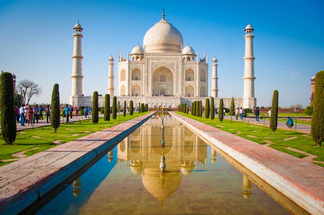 Taj Mahal on a bright and clear day