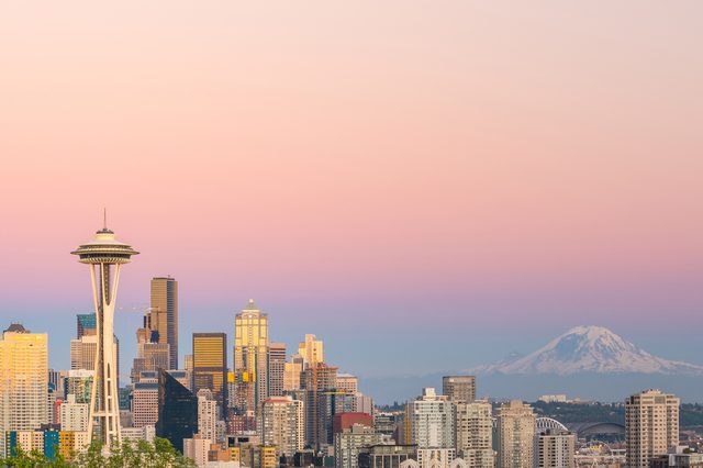 View of downtown Seattle skyline in Seattle Washington, USA