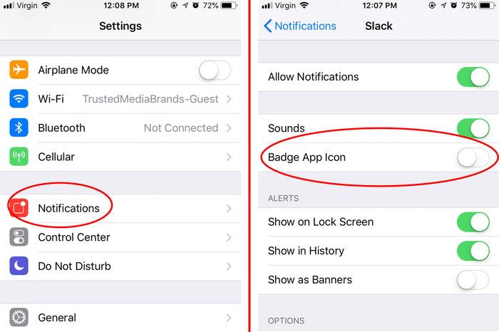 turn off badge notifications