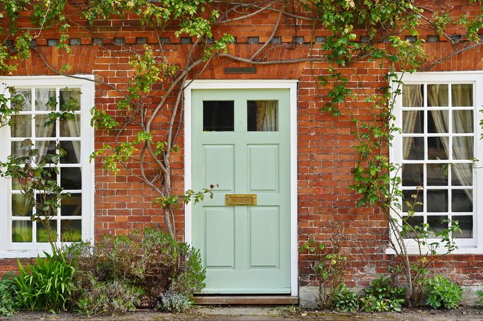 View of a Beautiful House Exterior and Front Door Seen on a Street in an English Town