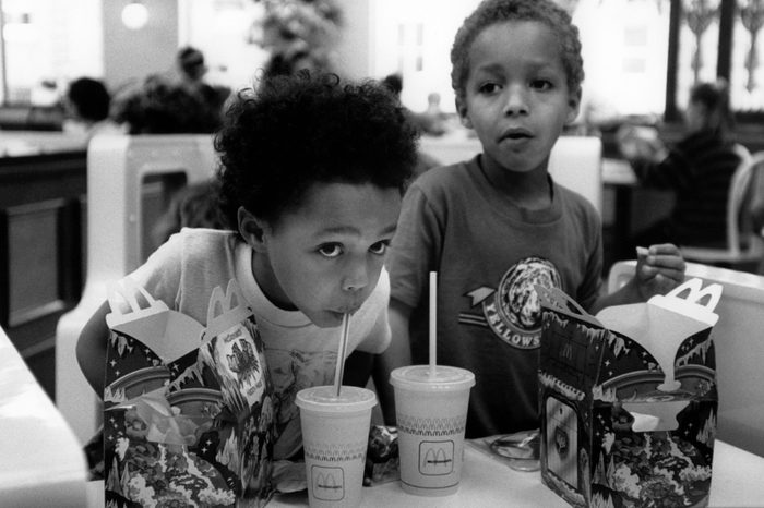 Model Released - 2 small children in McDonalds UK