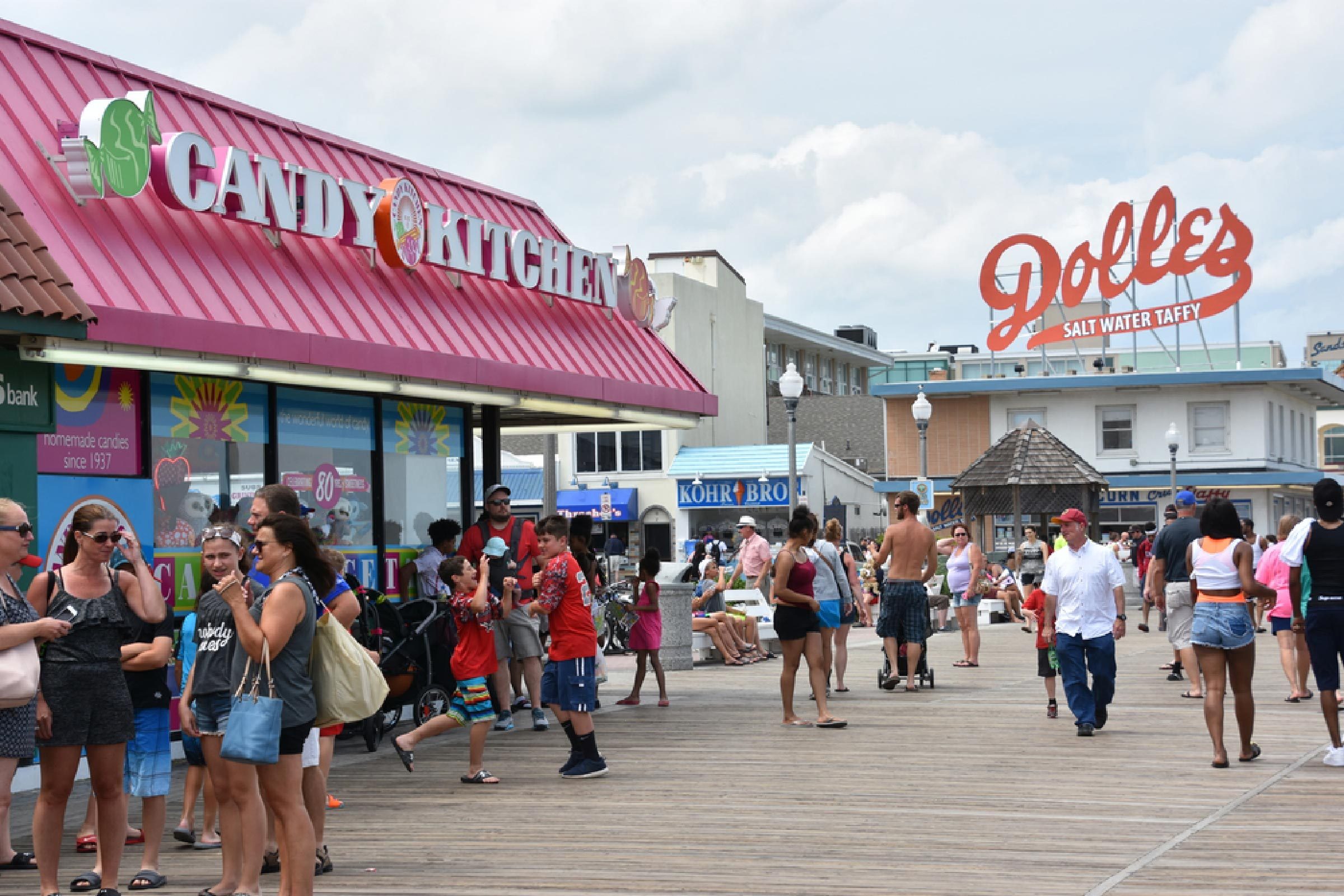 REHOBOTH BEACH, DELAWARE - JUL 1: Boardwalk at Rehoboth Beach in Delaware, as seen on July 1, 2017. It is a popular regional vacation destination.