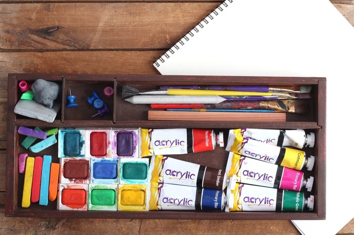 Art Supplies and Blank Sketch Pad