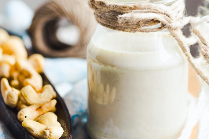homemade nut milk from cashew nuts, healthy organic food