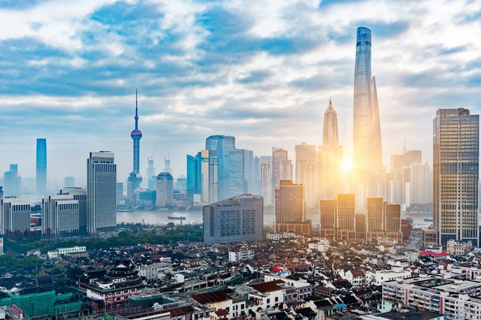 Shanghai skyline with residential district in China.