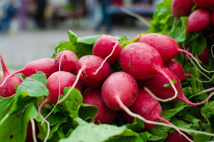 fresh radishes with leaves