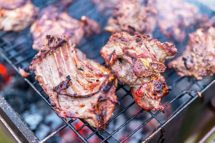 Nutria meat on grill.