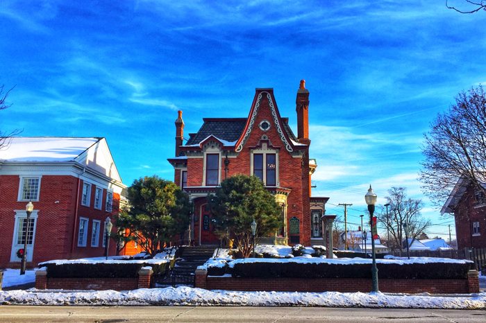Architecture in Michigan,USA,architecture in the snow day at Michigan,Winter in Michigan