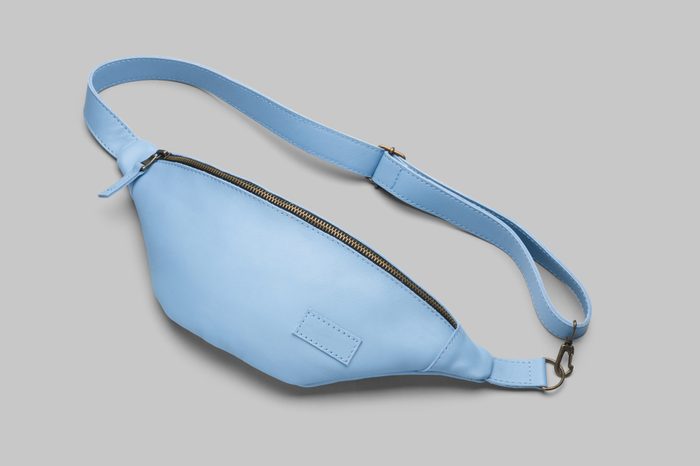 Light blue leather waist bag