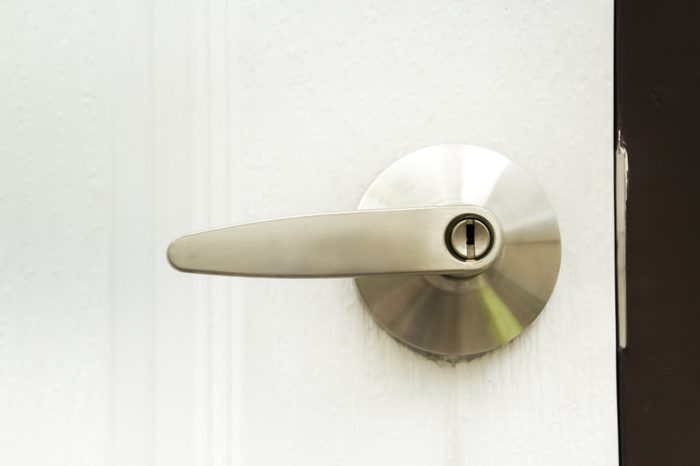 Closed up doorknob, please lock the door