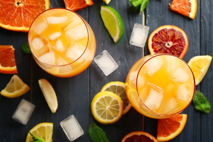 Delicious tequila sunrise cocktails on table
