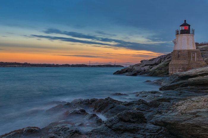 Castle Hill Lighthouse after sunset
