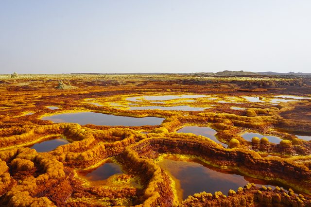 The colorful landscape of Dallol Lake in Crater of Dallol Volcano, Danakil Depression, Ethiopia.