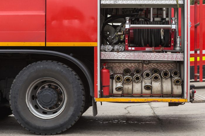 Fire truck with firehose