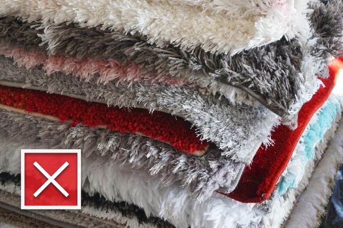 close up on stacking fluffy carpet