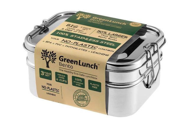 GreenLunch Stainless Steel 3-in-1 Bento Lunch Box