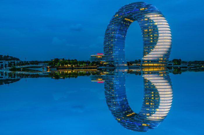 In October 3, 2017, the Sheraton hot spring resort in Huzhou, China, was very popular. It was a national holiday of China on that day.