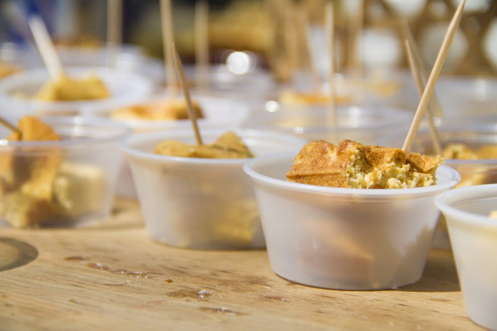 Cups of waffle samples