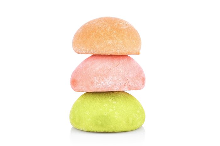 dessert mochi on white background