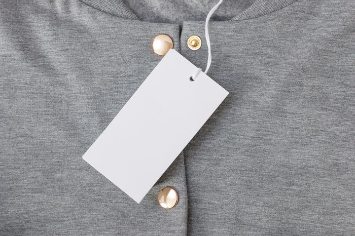 Tag on Gray Bomber with Gold Buttons