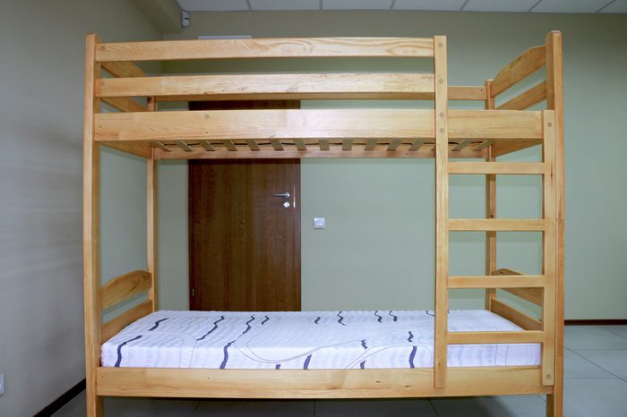 wooden bunk bed