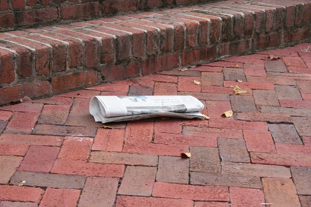 Newspaper on the steps