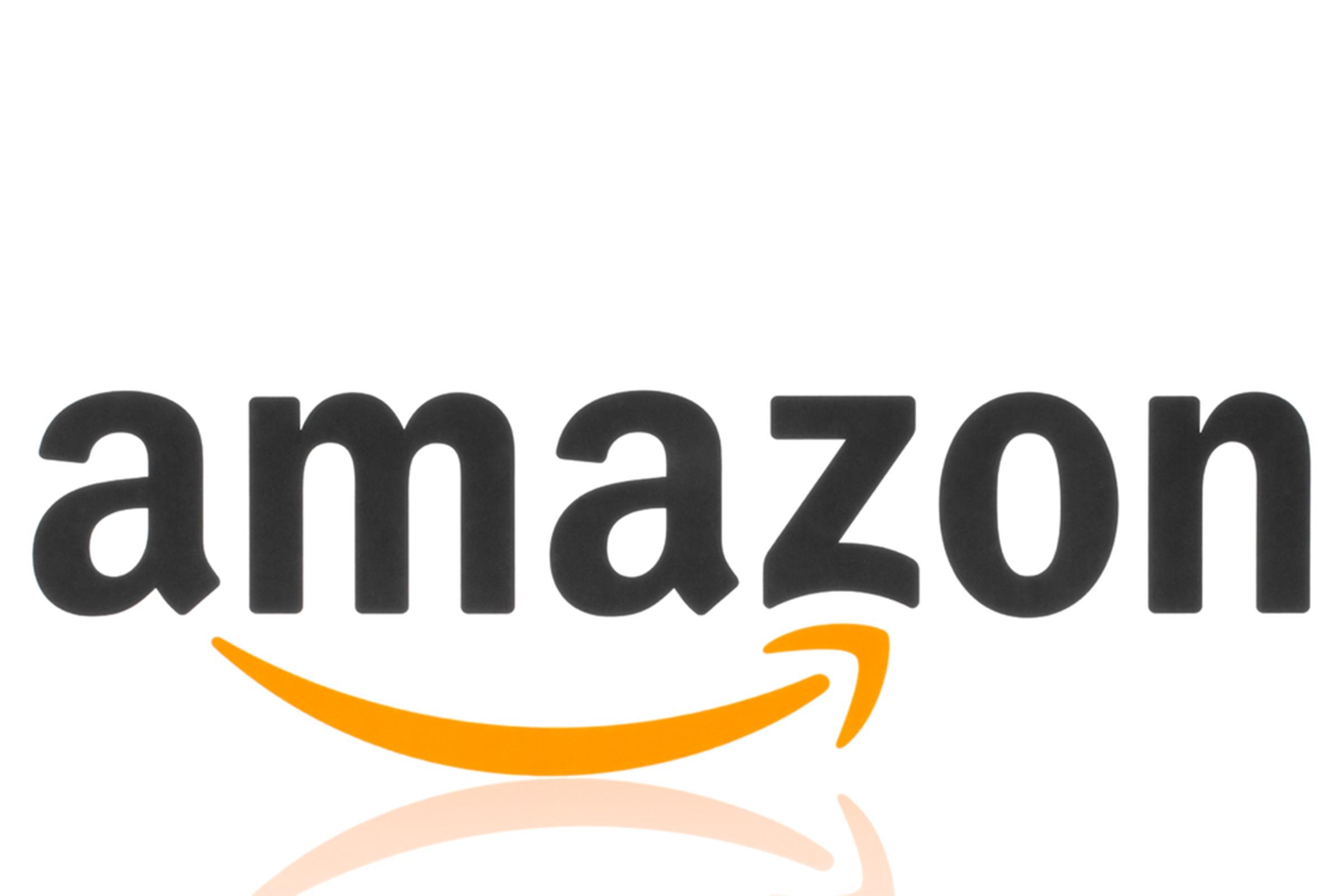 The text "amazon" features a yellow arrow from "a" to "z" below, against a plain white background.