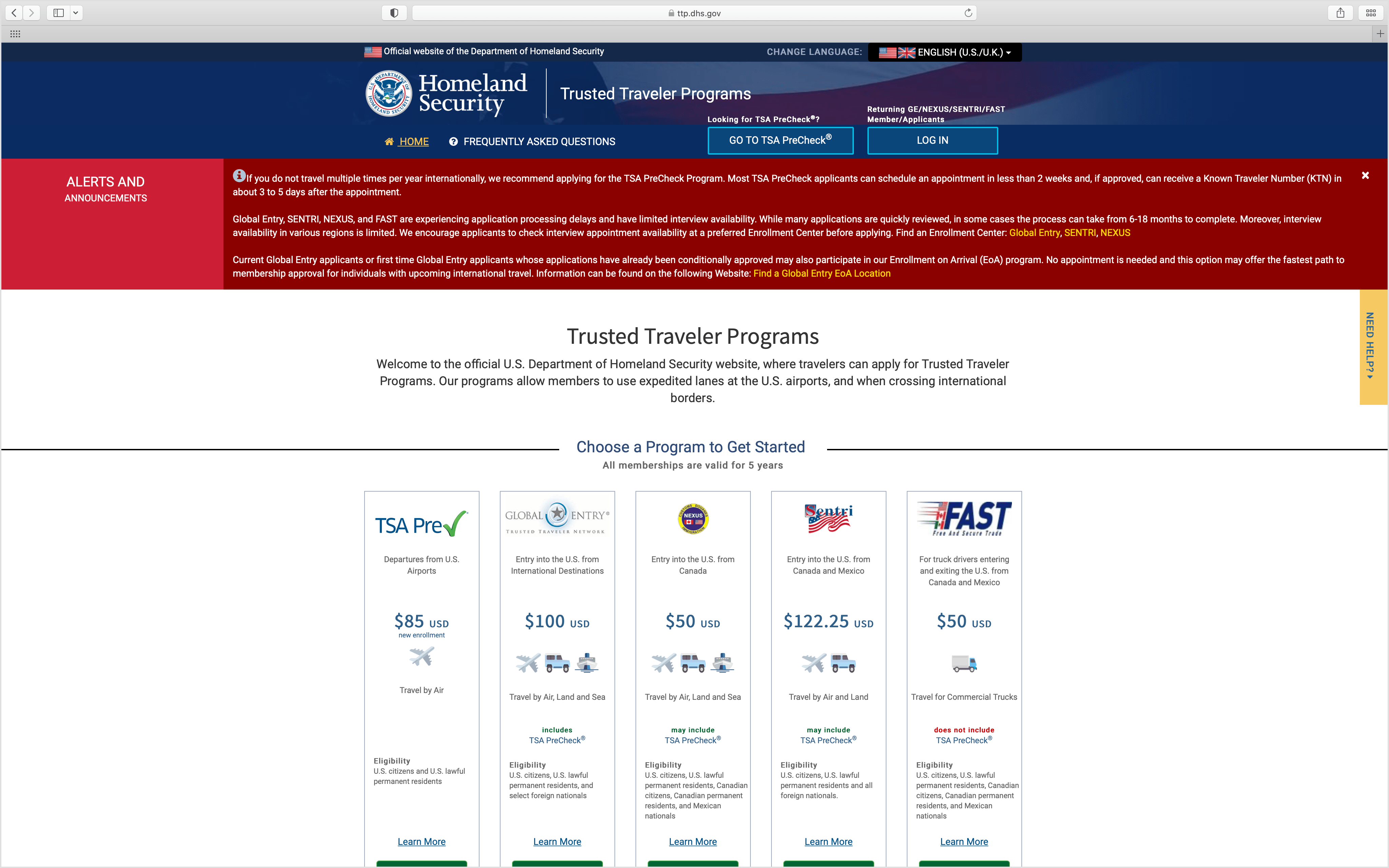 Nexus Expedited Canada Entrance
