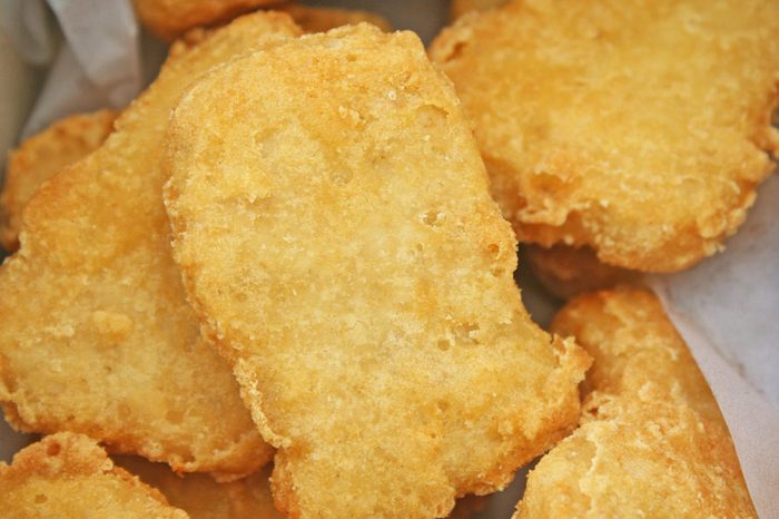 Chicken nuggets in open box