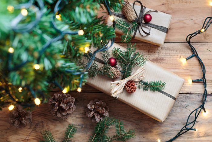 Christmas presents under a tree
