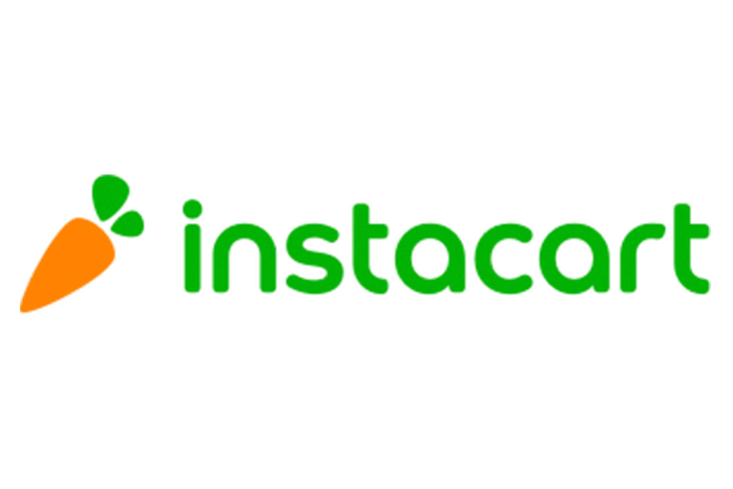 Green word "instacart" beside an orange carrot icon with green leaves, on a white background.