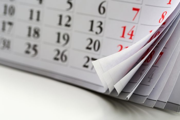 page of calendar