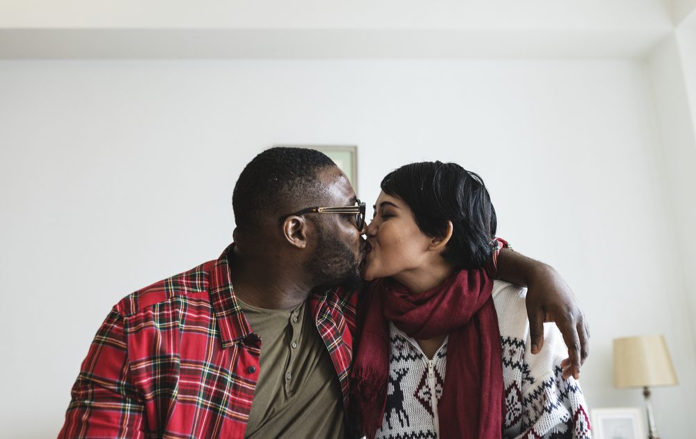 Happy couple kissing