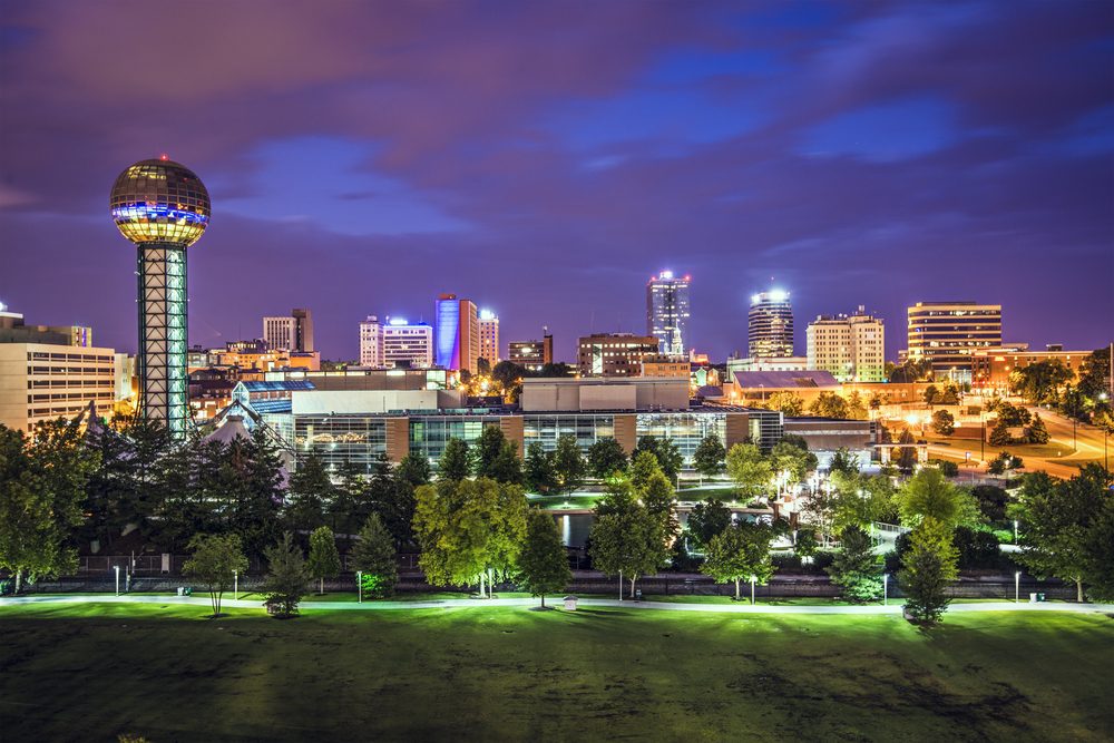 Knoxville, Tennessee, USA downtown at World's Fair Park.