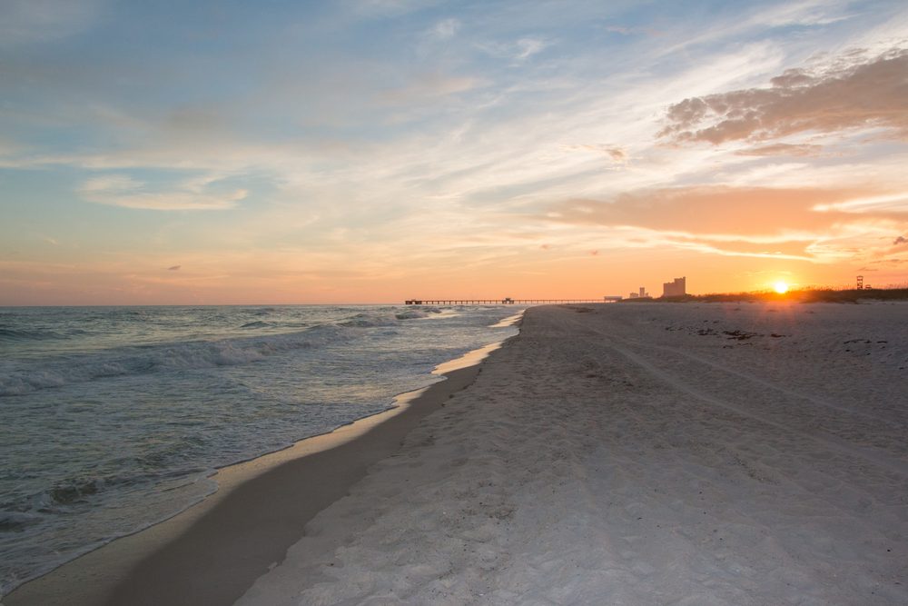 beautiful sunset at gulf shores beach alabama